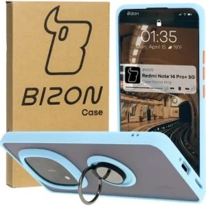 Kup Bizon Case Hybrid Ring Xiaomi Redmi Note 14 Pro Plus 5G fumuriu cu un cadru albastru deschis - BIZ8379 - {ean13} - Sklep Home Screen