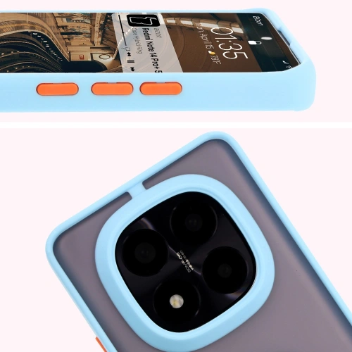 Kup Bizon Case Hybrid Ring Xiaomi Redmi Note 14 Pro Plus 5G fumuriu cu un cadru albastru deschis - BIZ8379 - {ean13} - Sklep Home Screen