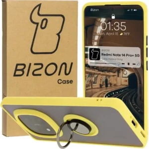 Kup Bizon Case Hybrid Ring Xiaomi Redmi Note 14 Pro Plus 5G fumuriu cu un cadru galben - BIZ8380 - {ean13} - Sklep Home Screen