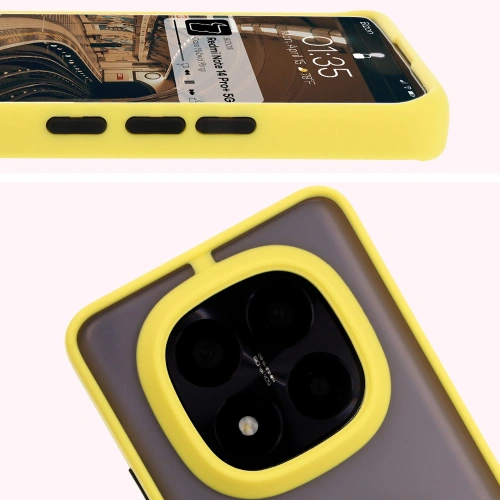 Kup Etui z uchwytem na palec Bizon Case Hybrid Ring do Xiaomi Redmi Note 14 Pro Plus 5G przydymione z żółtą ramką - BIZ8380 - {ean13} - Sklep Home Screen