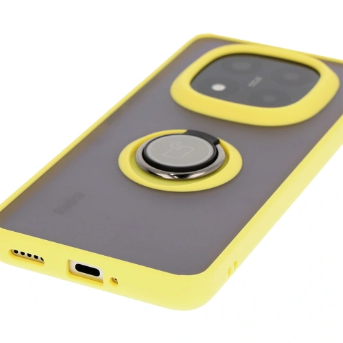 Kup Etui z uchwytem na palec Bizon Case Hybrid Ring do Xiaomi Redmi Note 14 Pro Plus 5G przydymione z żółtą ramką - BIZ8380 - {ean13} - Sklep Home Screen