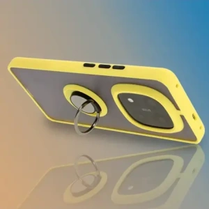 Kup Etui z uchwytem na palec Bizon Case Hybrid Ring do Xiaomi Redmi Note 14 Pro Plus 5G zakouřené se žlutým rámečkem - BIZ8380 - {ean13} - Sklep Home Screen