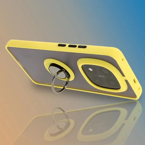 Buy Bizon Case Hybrid Ring Xiaomi Redmi Note 14 Pro Plus 5G smoky with a yellow frame - BIZ8380 - {ean13} - Home Screen Store Europe