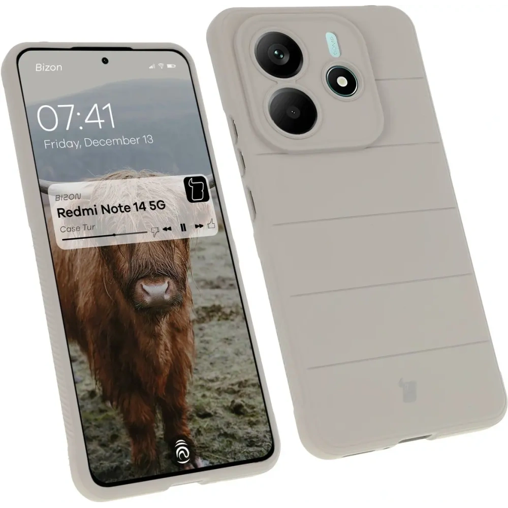 Pancerne etui Bizon Case Tur do Xiaomi Redmi Note 14 5G jasnoszare