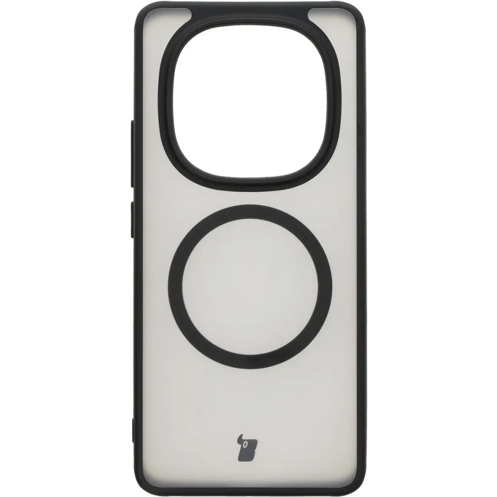Etui z pierścieniem magnetycznym Bizon Case MatteO do Xiaomi Redmi Note 14 Pro 5G / 14 Pro Plus 5G / Poco X7 półprzezroczyste z czarną ramką