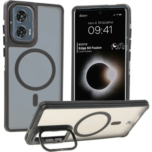Kup Etui z podstawką i pierścieniem magnetycznym Bizon Case Eclipse do Motorola Edge 50 Fusion przydymione z czarną ramką - BIZ8400 - {ean13} - Sklep Home Screen