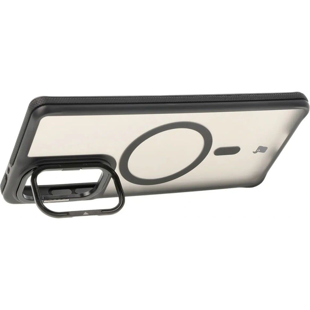 Etui z podstawką i pierścieniem magnetycznym Bizon Case Eclipse do Motorola Edge 50 Fusion przydymione z czarną ramką