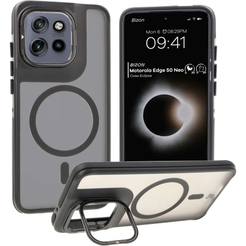 Kup Pouzdro s podstavcem a magnetickým kroužkem Bizon Case Eclipse pro Motorola Edge 50 Neo kouřové s černým rámečkem - BIZ8401 - {ean13} - Sklep Home Screen