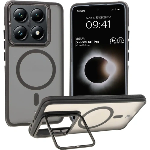 Kup Etui s podstavcem a magnetickým kroužkem Bizon Case Eclipse pro Xiaomi 14T Pro kouřové s černým rámečkem - BIZ8402 - {ean13} - Sklep Home Screen