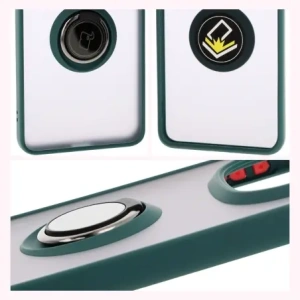Bizon Case Hybrid Ring Xiaomi Redmi Note 14 Pro 5G / Poco X7 smoky with a dark green frame