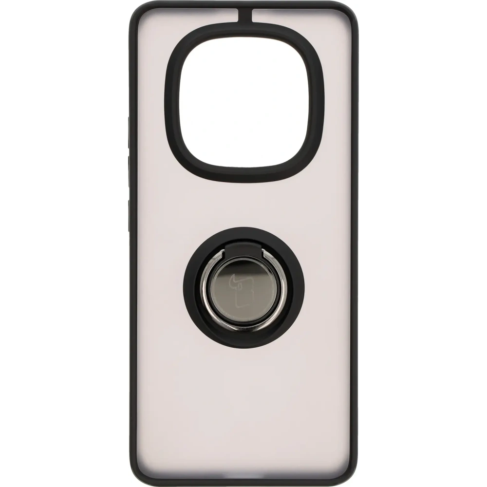 Etui z uchwytem na palec Bizon Case Hybrid Ring do Xiaomi Redmi Note 14 Pro 5G / Poco X7 przydymione z czarną ramką