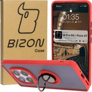 Kup Bizon Case Hybrid Ring Xiaomi Redmi Note 14 Pro 5G / Poco X7 fumuriu cu un cadru roșu - BIZ8405 - {ean13} - Sklep Home Screen