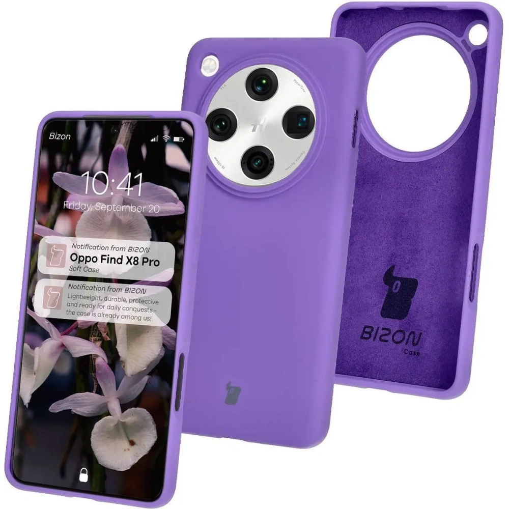 Silikonowe etui Bizon Soft Case do Oppo Find X8 Pro fioletowe