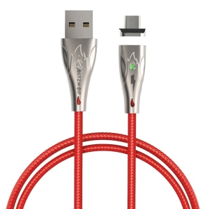 Blitzwolf BW-TC20 micro USB mágneses kábel, 3A, 1m (piros)