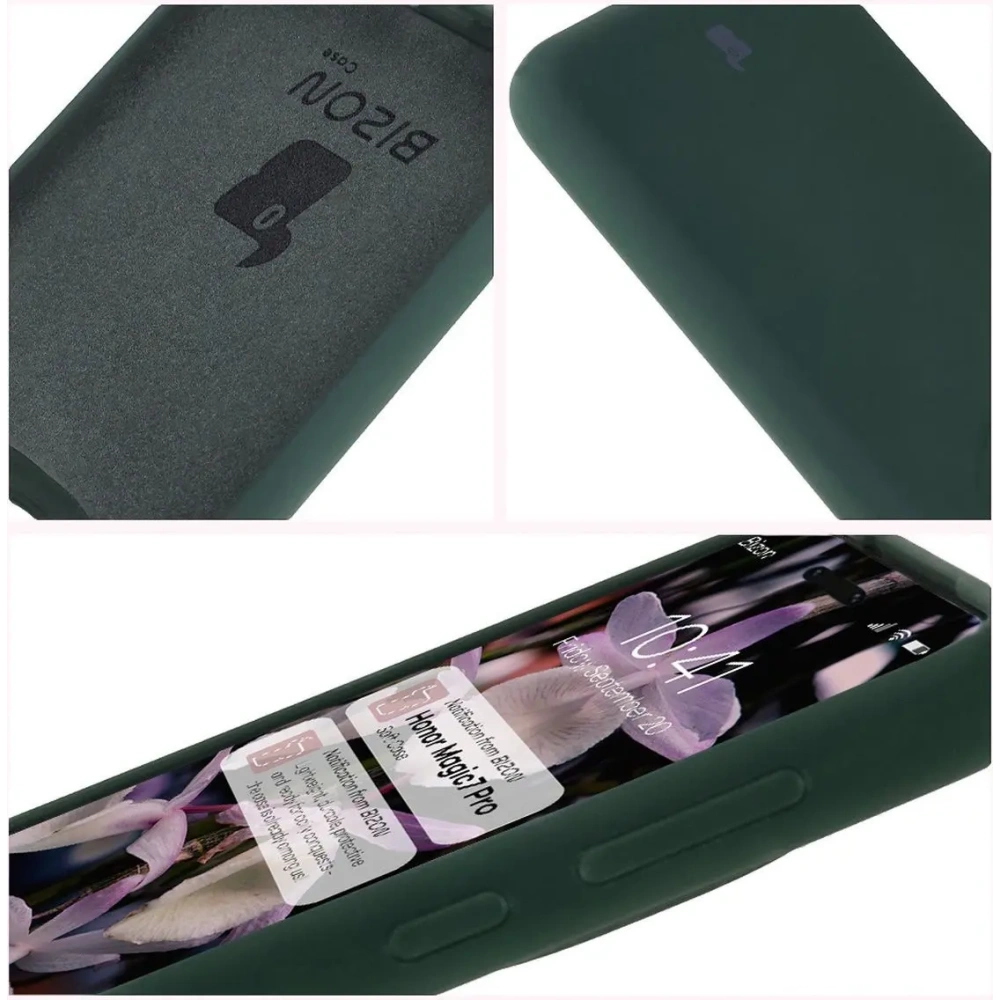 Silikonowe etui Bizon Soft Case do Honor Magic7 Pro ciemnozielone