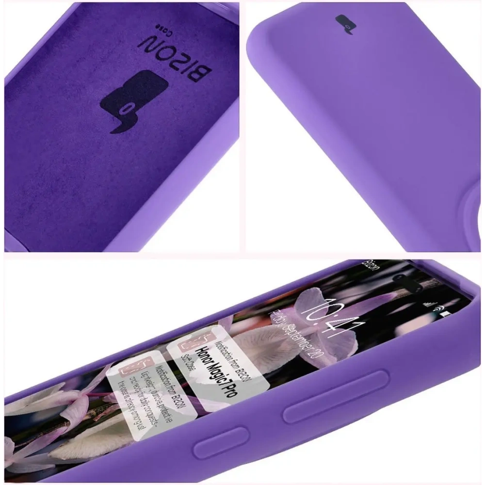 Silikonowe etui Bizon Soft Case do Honor Magic7 Pro fioletowe