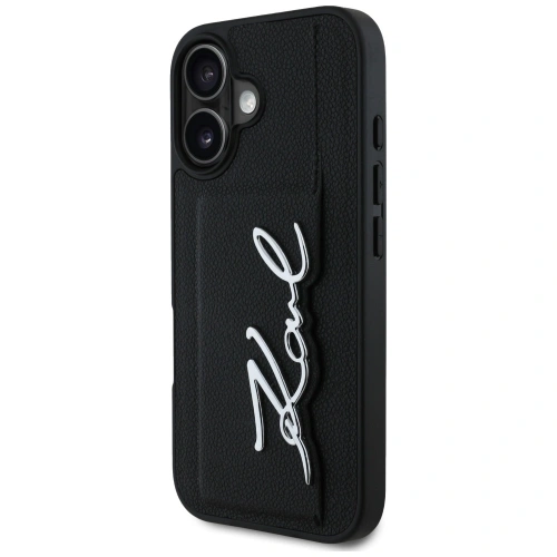 Buy Karl Lagerfeld HC Grained PU Cardslot Metal Signature Apple iPhone 16 black - KLD21895 - {ean13} - Home Screen Store Europe