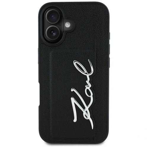 Kup Etui Karl Lagerfeld HC Grained PU Cardslot Metal Signature do Apple iPhone 16 czarny - KLD21895 - {ean13} - Sklep Home Screen
