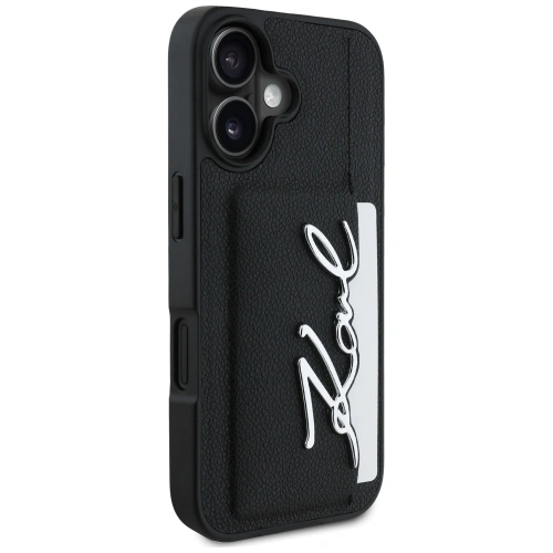 Buy Karl Lagerfeld HC Grained PU Cardslot Metal Signature Apple iPhone 16 black - KLD21895 - {ean13} - Home Screen Store Europe