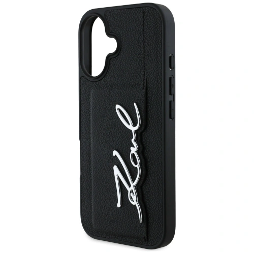 Kup Etui Karl Lagerfeld HC Grained PU Cardslot Metal Signature do Apple iPhone 16 czarny - KLD21895 - {ean13} - Sklep Home Screen