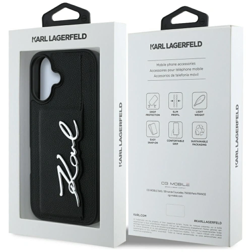 Kup Karl Lagerfeld HC Grained PU Kártyafoglalat Fém Aláírás Apple iPhone 16 fekete - KLD21895 - {ean13} - Sklep Home Screen