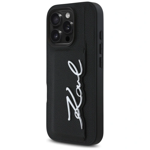 Kup Karl Lagerfeld HC Geprägtes PU Kartenfach Metall-Signatur Apple iPhone 16 Pro schwarz - KLD21896 - {ean13} - Sklep Home Screen