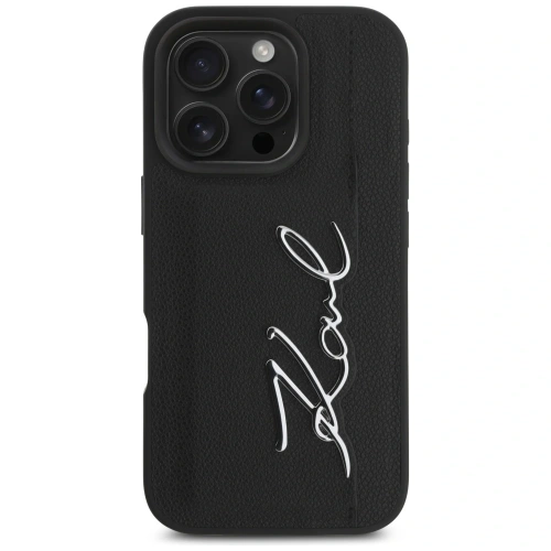 Kup Karl Lagerfeld HC Geprägtes PU Kartenfach Metall-Signatur Apple iPhone 16 Pro schwarz - KLD21896 - {ean13} - Sklep Home Screen