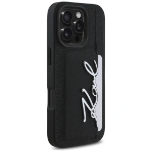 Etui Karl Lagerfeld HC Grained PU Cardslot Metal Signature do Apple iPhone 16 Pro czarny