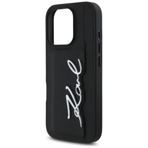 Etui Karl Lagerfeld HC Grained PU Cardslot Metal Signature do Apple iPhone 16 Pro czarny