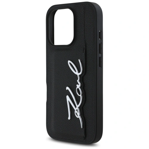 Kup Karl Lagerfeld HC Geprägtes PU Kartenfach Metall-Signatur Apple iPhone 16 Pro schwarz - KLD21896 - {ean13} - Sklep Home Screen