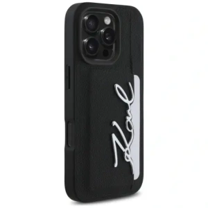 Etui Karl Lagerfeld HC Grained PU Cardslot Metal Signature do Apple iPhone 16 Pro Max czarny