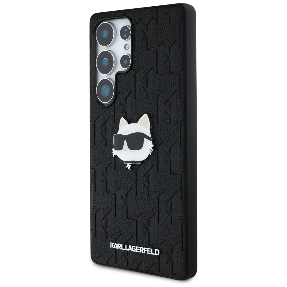 Etui Karl Lagerfeld Leather Monogram Pin Logo Choupette Head do Samsung Galaxy S25 Ultra czarny