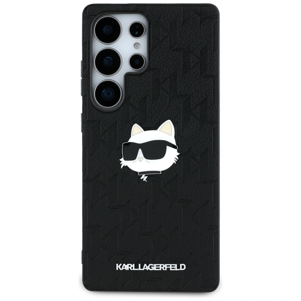 Etui Karl Lagerfeld Leather Monogram Pin Logo Choupette Head do Samsung Galaxy S25 Ultra czarny