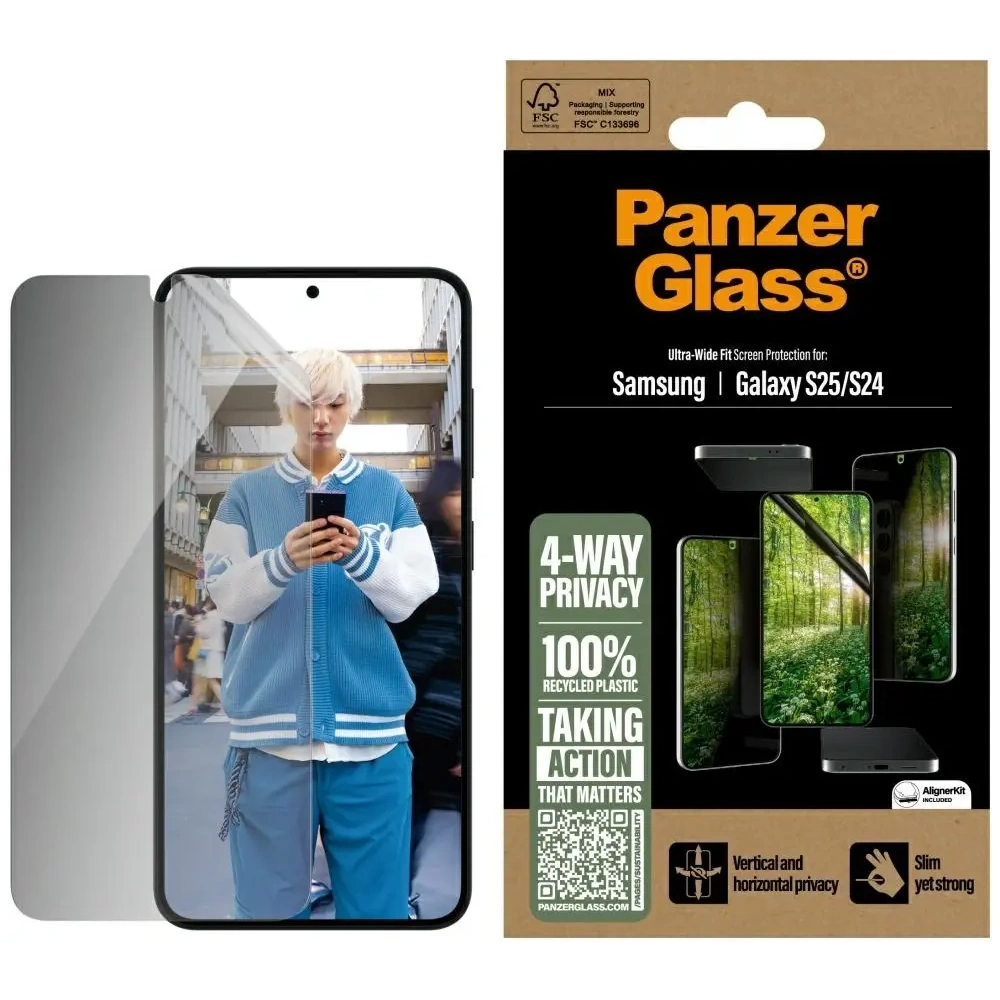 Szkło prywatyzujące PanzerGlass Eco Matrix Ultra-Wide Fit do Samsung Galaxy S25