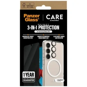 Kup Zestaw ochronny 3w1 etui + szkło prywatyzujące na ekran + szkło na aparat CARE by PanzerGlass Flagship Samsung Galaxy S25 - PZG833 - {ean13} - Sklep Home Screen