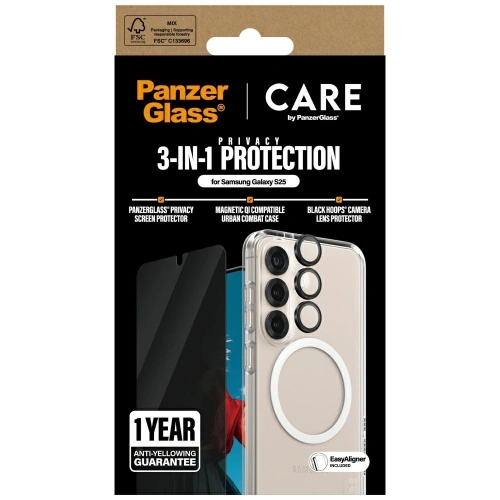 Kup CARE von PanzerGlass Flagship 3-in-1 Hülle + Bildschirm-Schutzglas + Kamera-Glas-Kit für Samsung Galaxy S25 - PZG833 - {ean13} - Sklep Home Screen