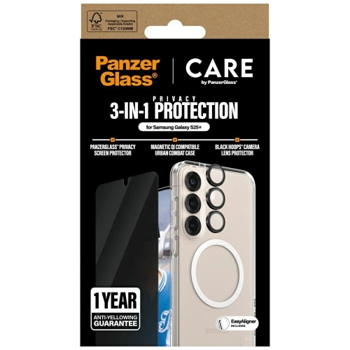 Kup CARE de PanzerGlass Carcasă 3 în 1 + sticlă de protecție pentru ecran + kit de sticlă pentru cameră Samsung Galaxy S25+ Plus - PZG835 - {ean13} - Sklep Home Screen