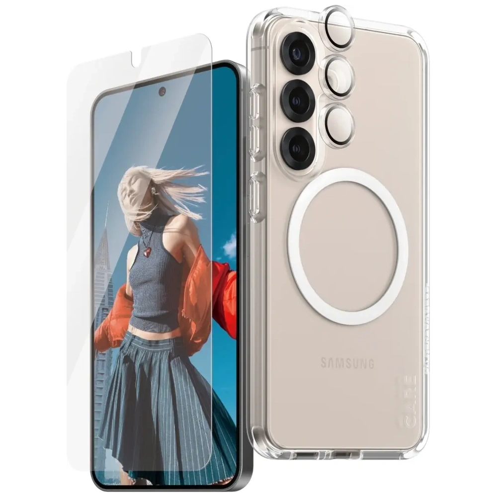 Zestaw ochronny 3w1 etui + szkło na ekran + szkło na aparat CARE by PanzerGlass Flagship Samsung Galaxy S25