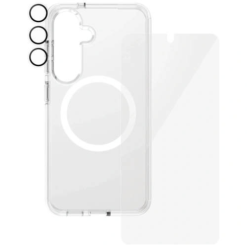 Kup CARE de PanzerGlass Husa flagship 3-in-1 + sticlă de ecran + kit de sticlă pentru cameră Samsung Galaxy S25 - PZG836 - {ean13} - Sklep Home Screen