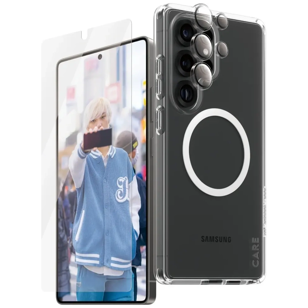 Zestaw ochronny 3w1 etui + szkło na ekran + szkło na aparat CARE by PanzerGlass Flagship Samsung Galaxy S25 Ultra