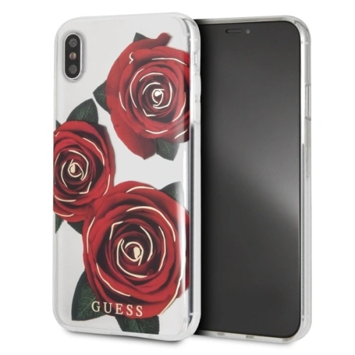 Kup Etui Guess GUHCI65ROSTR Apple iPhone XS Max průhledný tvrdý obal Flower Desire červené růže - GUE463CL - {ean13} - Sklep Home Screen