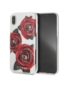 Etui Guess GUHCI65ROSTR Apple iPhone XS Max átlátszó kemény tok Flower Desire piros rózsák