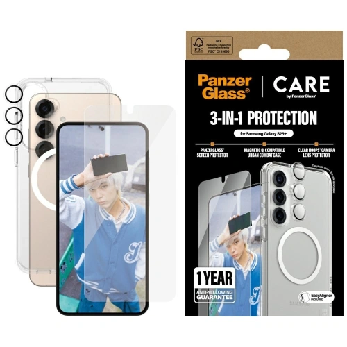 Kup CARE de PanzerGlass Carcasă flagship 3-in-1 + sticlă de ecran + kit de sticlă pentru cameră Samsung Galaxy S25+ Plus - PZG838 - {ean13} - Sklep Home Screen