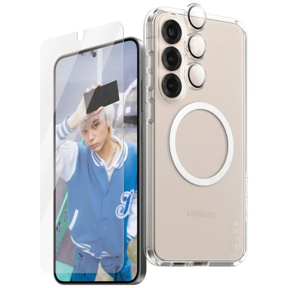 Zestaw ochronny 3w1 etui + szkło na ekran + szkło na aparat CARE by PanzerGlass Flagship Samsung Galaxy S25+ Plus