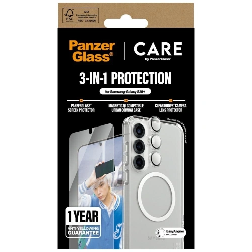 Kup CARE de PanzerGlass Carcasă flagship 3-in-1 + sticlă de ecran + kit de sticlă pentru cameră Samsung Galaxy S25+ Plus - PZG838 - {ean13} - Sklep Home Screen