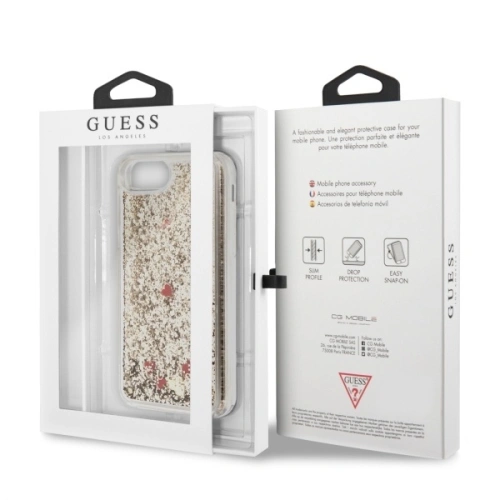 Kup Guess Apple Case GUHCI8GLHREGO iPhone SE 2022/SE 2020/8/7 gold/gold hartes Case Liquid Glitter Hearts - GUE465GLD - {ean13} - Sklep Home Screen