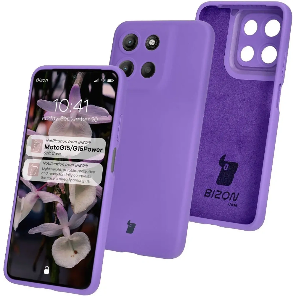 Silikonowe etui Bizon Soft Case do Motorola Moto G15 / G15 Power fioletowe