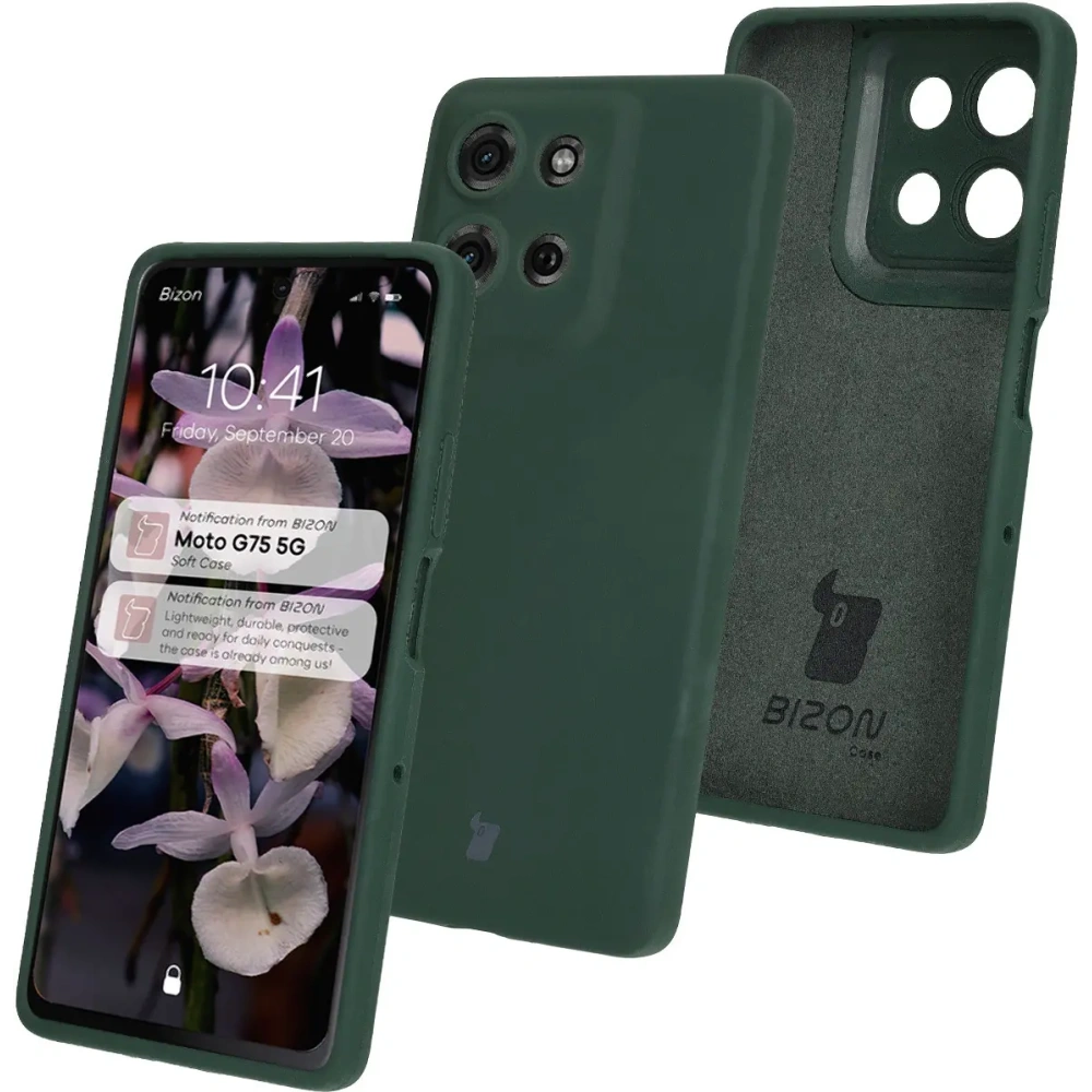 Silikonowe etui Bizon Soft Case do Motorola Moto G75 5G ciemnozielone