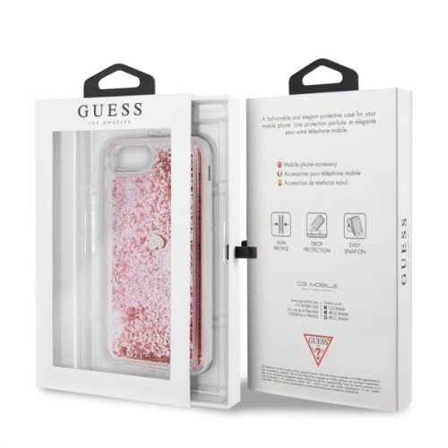 Kup Guess Apple Tasche GUHCI8GLHRERG iPhone SE 2022/SE 2020/8/7 rosa/rosa Hartschale Liquid Glitter Hearts - GUE466PNK - {ean13} - Sklep Home Screen