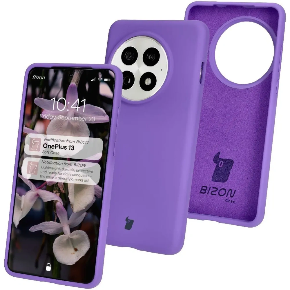 Silikonowe etui Bizon Soft Case do OnePlus 13 fioletowe